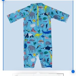 NWT Mini Boden poly surf suit swim rash guard, Animal Print . Sz 2-3 years